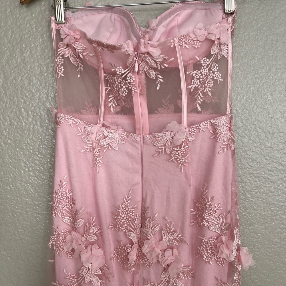 Radiant Expectations Pink Embroidered Floral Bustier Maxi Dress - Picture 6 of 10
